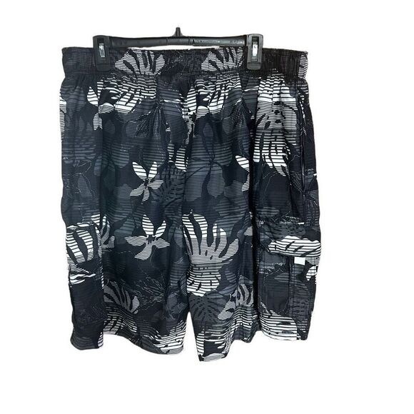 Kanu Surf XXL Swim Trunks Black White Tropical Print - Picture 2 of 3